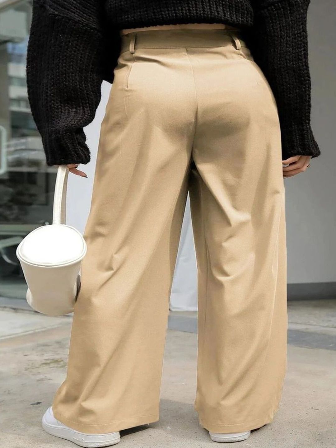 Women Loose Fit High-Rise Wide Leg Trousers