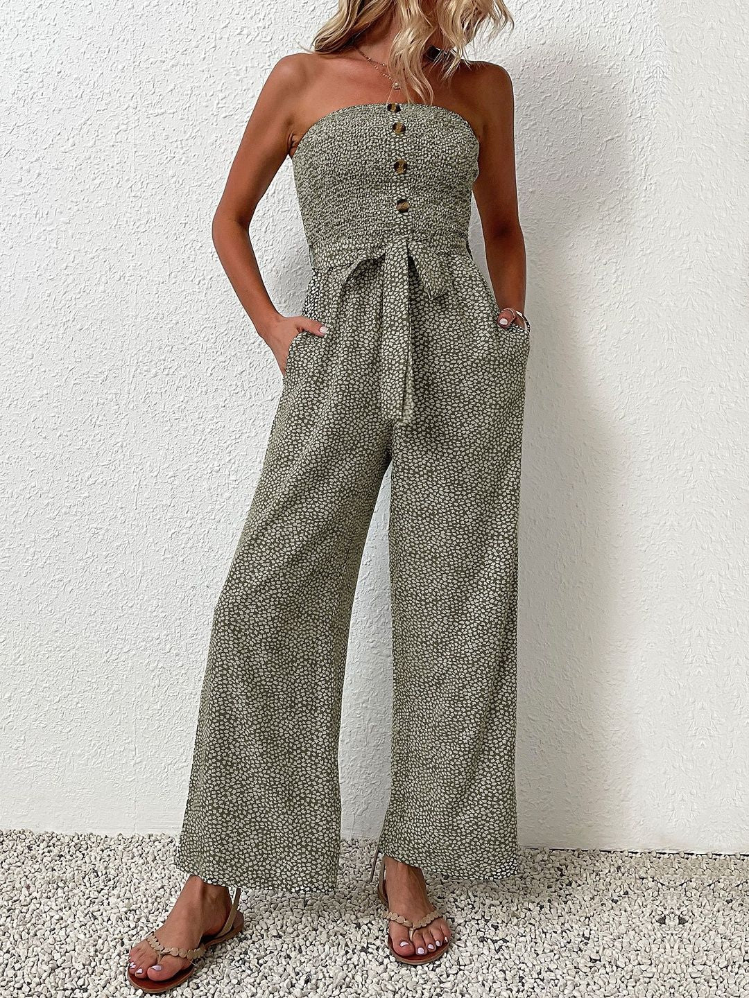 Strapless Printed Basic Jumpsuit