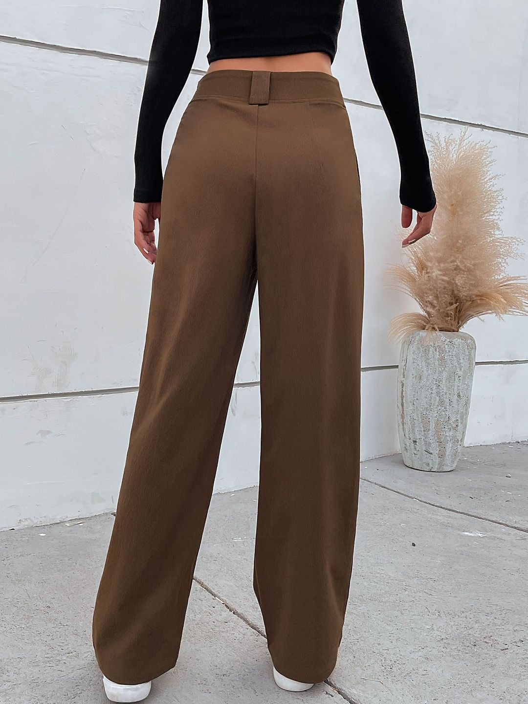 Women High-Rise Non Iron Pleated Trousers