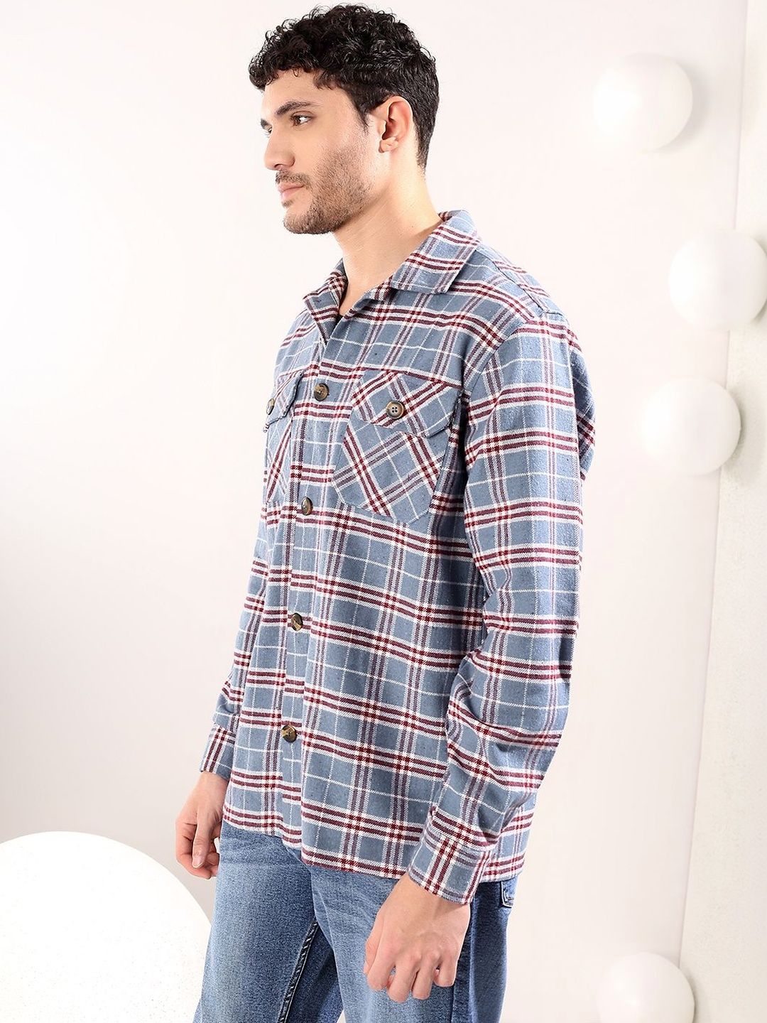 NOWI Men Checked Casual Shirt