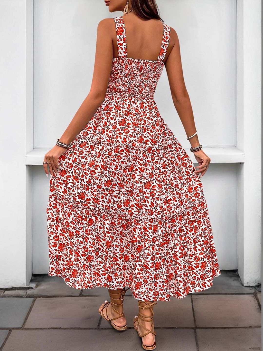 Floral Print A-Line Midi Dress