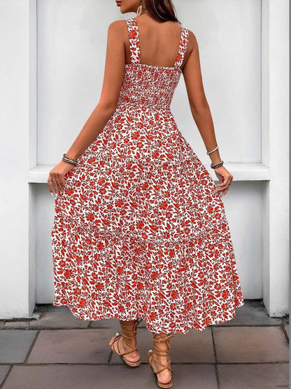 Floral Print A-Line Midi Dress