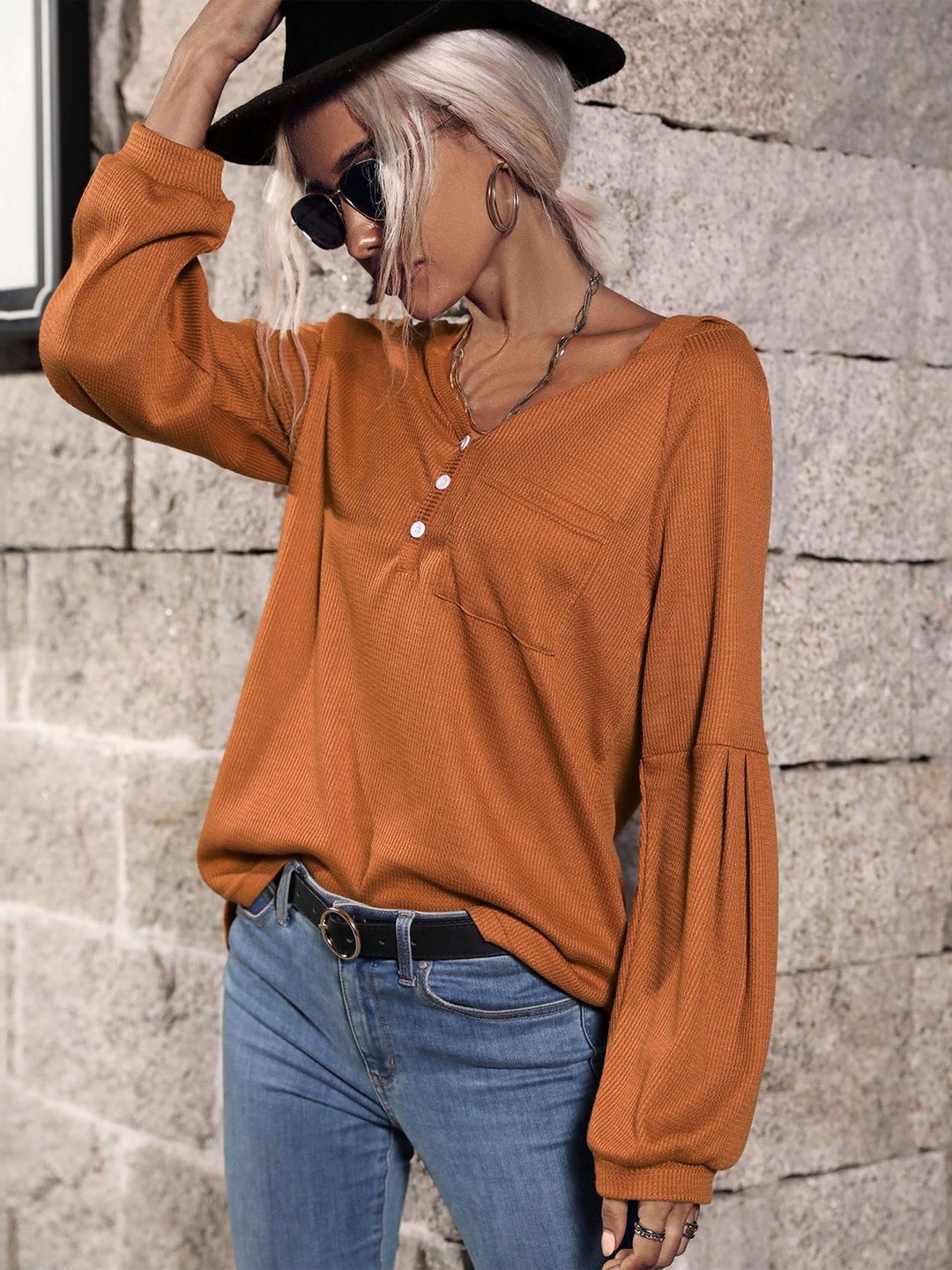 Hooded Sweatshirt in Orange Cotton - Nowi Korean Fashion