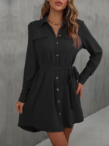 Women's Black Shirt Mini Dress