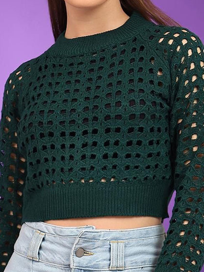 Women Woollen Crop Pullover