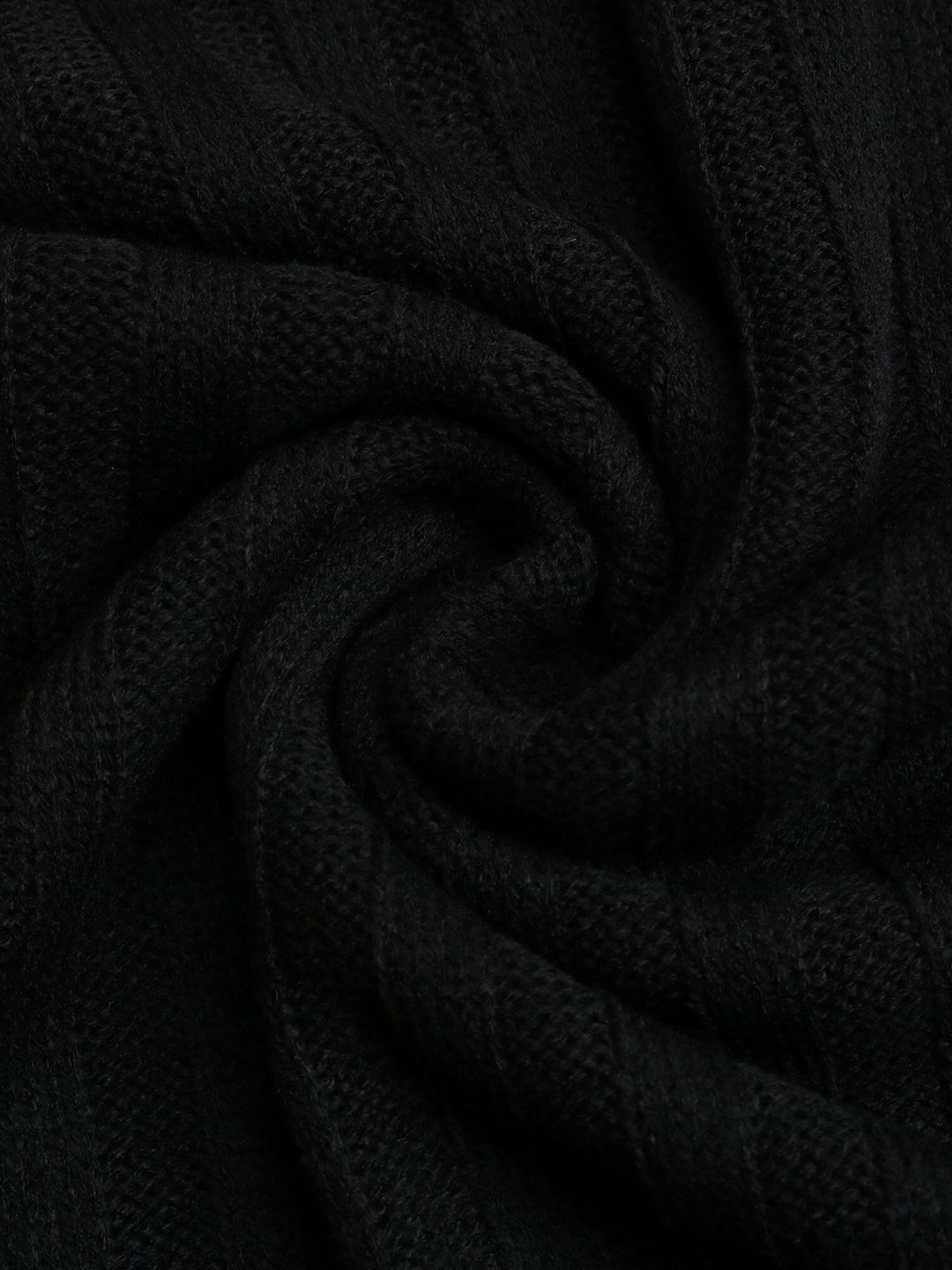 Ribbed Woollen Pullover in Black Style 337 - Nowi Korean Fashion