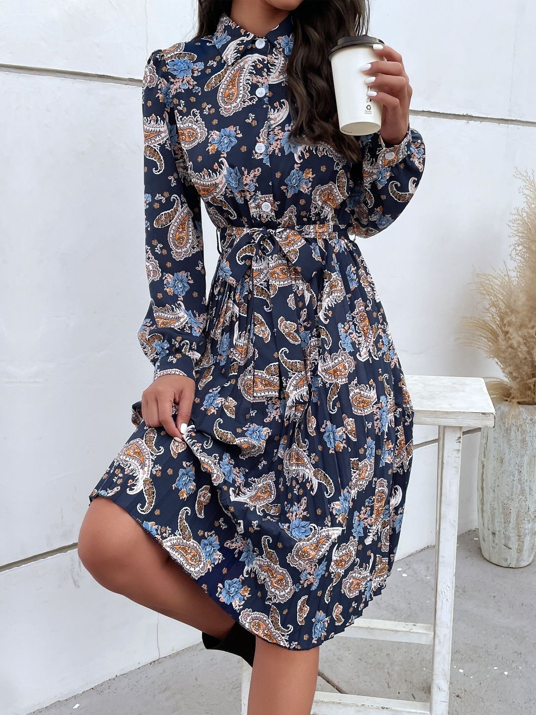 NOWI Print A-Line Dress - Nowi Korean Fashion