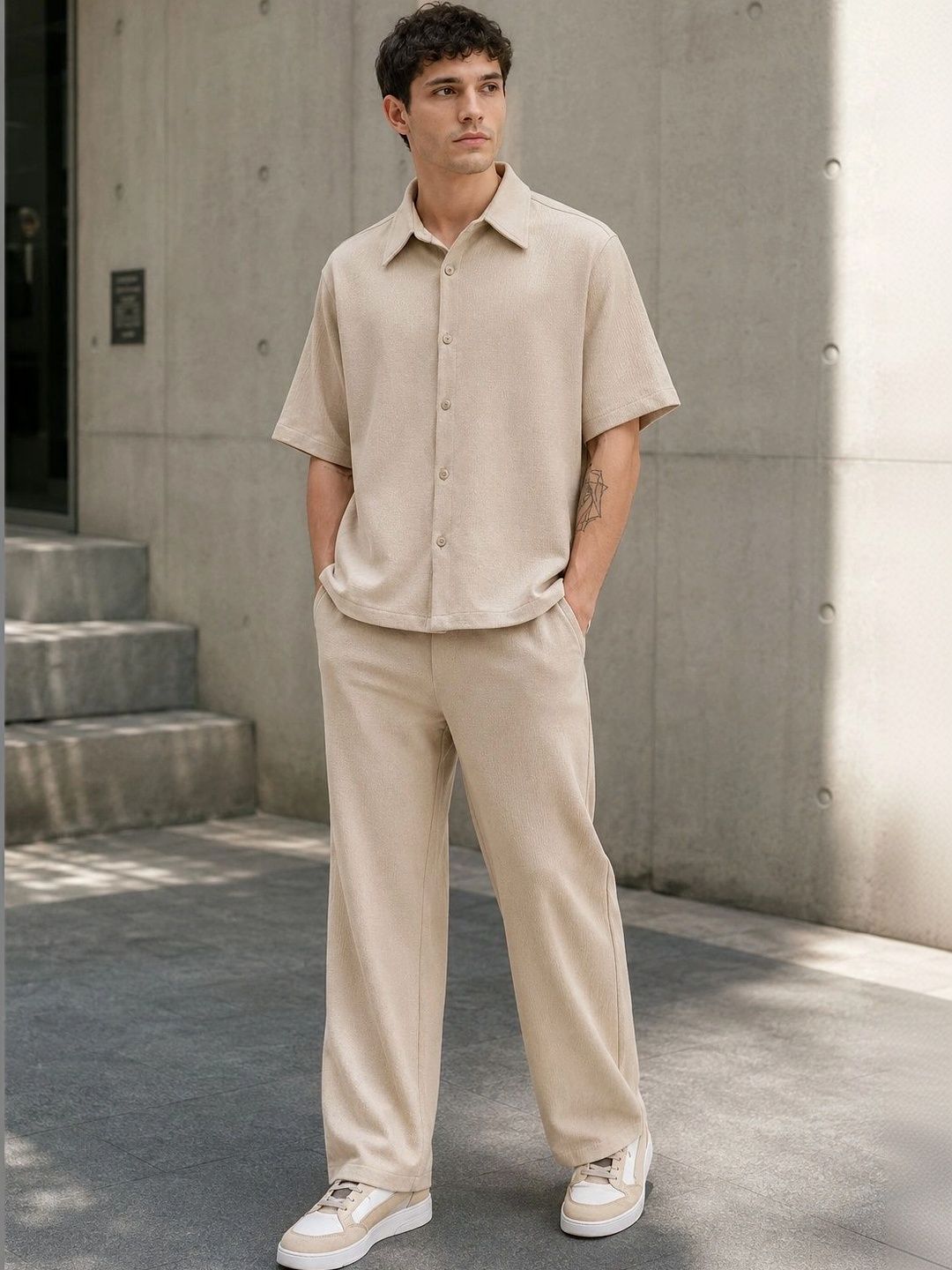Solid Shirt with Trousers