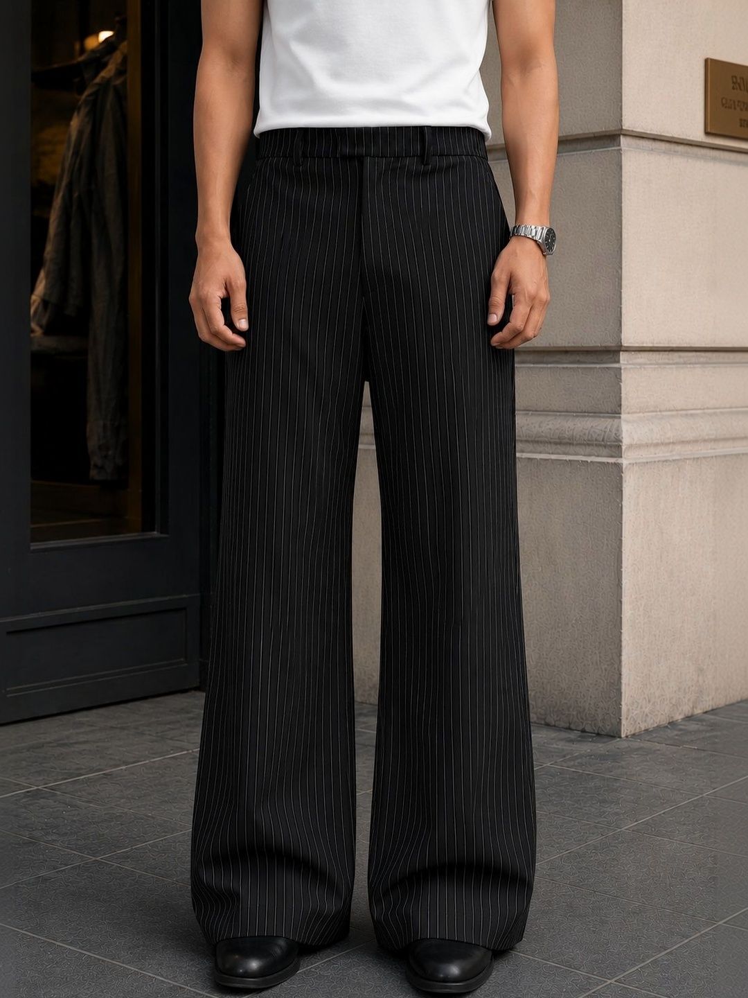 Men Striped Relaxed Trousers