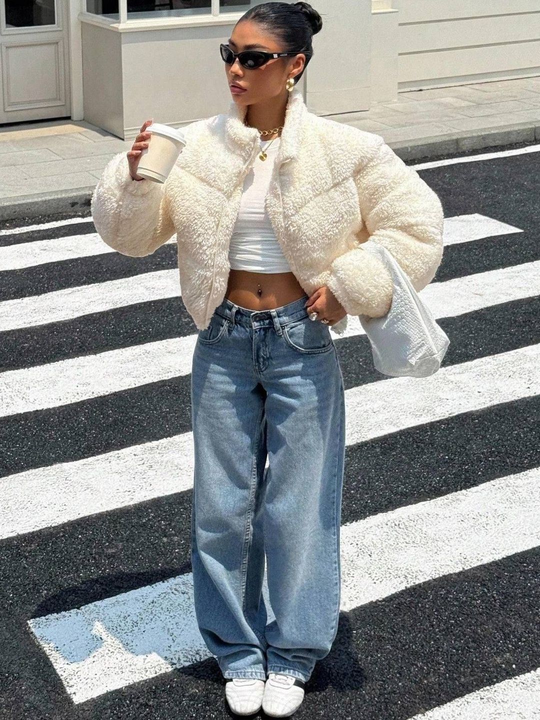 NOWI Women Woollen Lightweight Crop Puffer Jacket