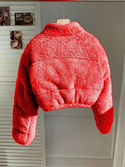 NOWI Women Woollen Lightweight Crop Puffer Jacket