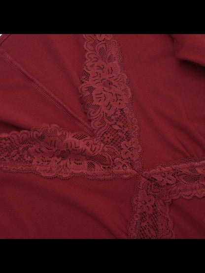 Women's Maroon Flared Sleeve Sheath Maxi Dress
