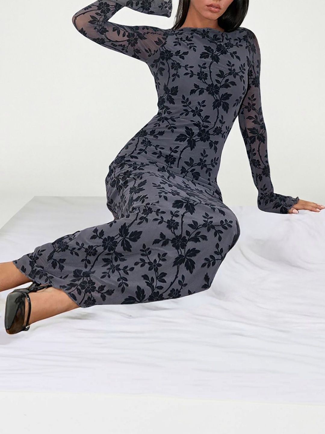 NOWI Floral Print Sheath Maxi Dress