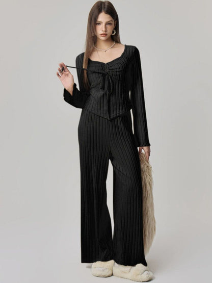 Black Striped Co-ords with Scoop Neck