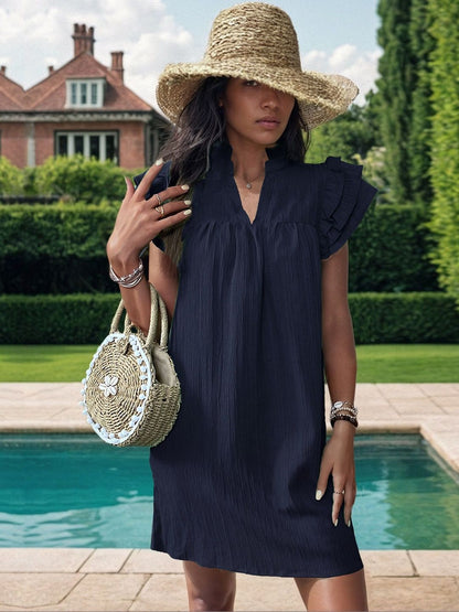 Flutter Sleeve Ruffled Dress