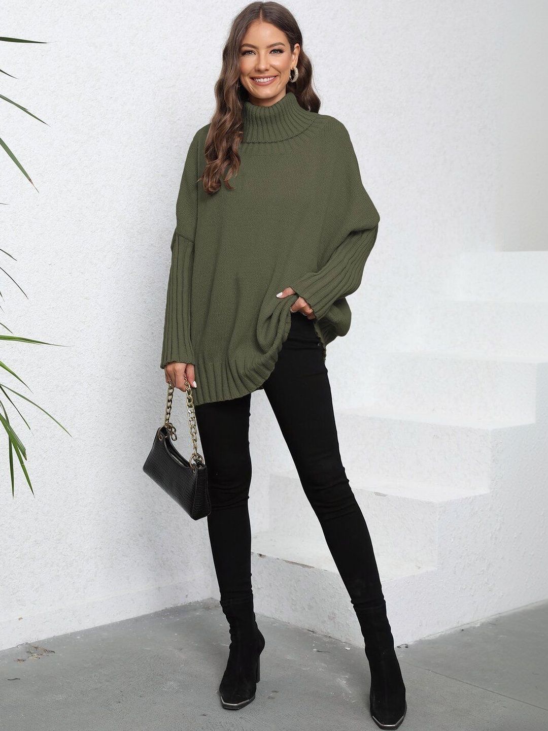 Pullover in Green acrylic Style 512 - Nowi Korean Fashion