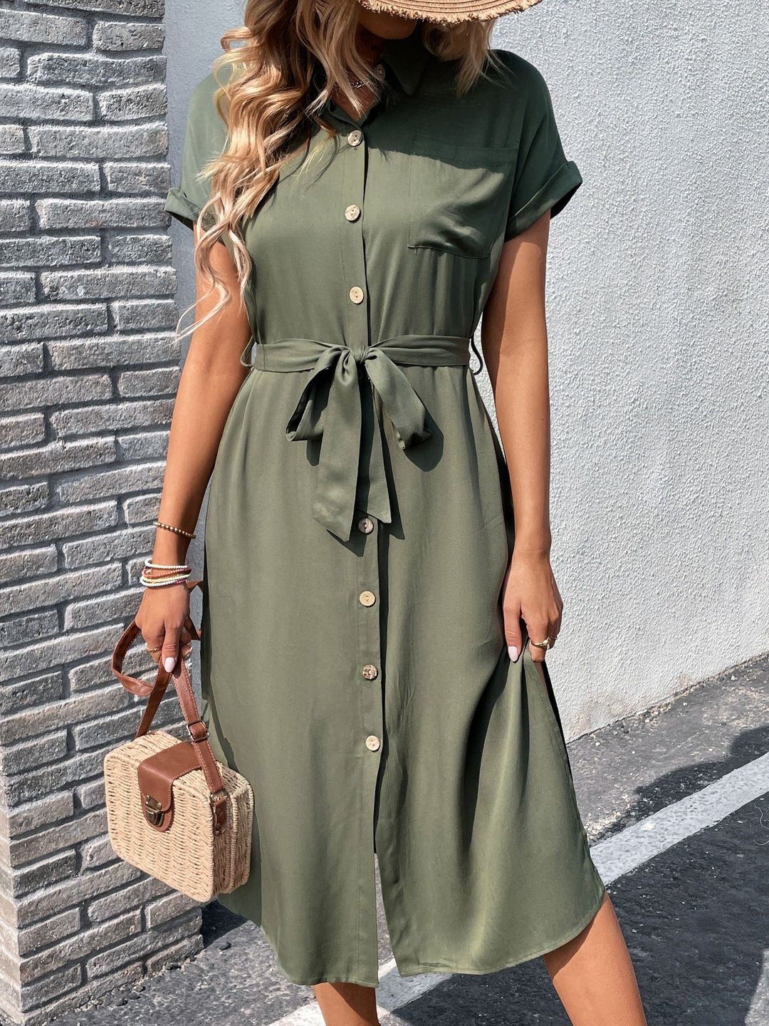 Shirt Midi Dress Style 793 - Nowi Korean Fashion