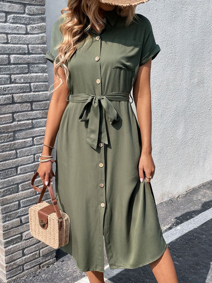 Shirt Midi Dress Style 793 - Nowi Korean Fashion