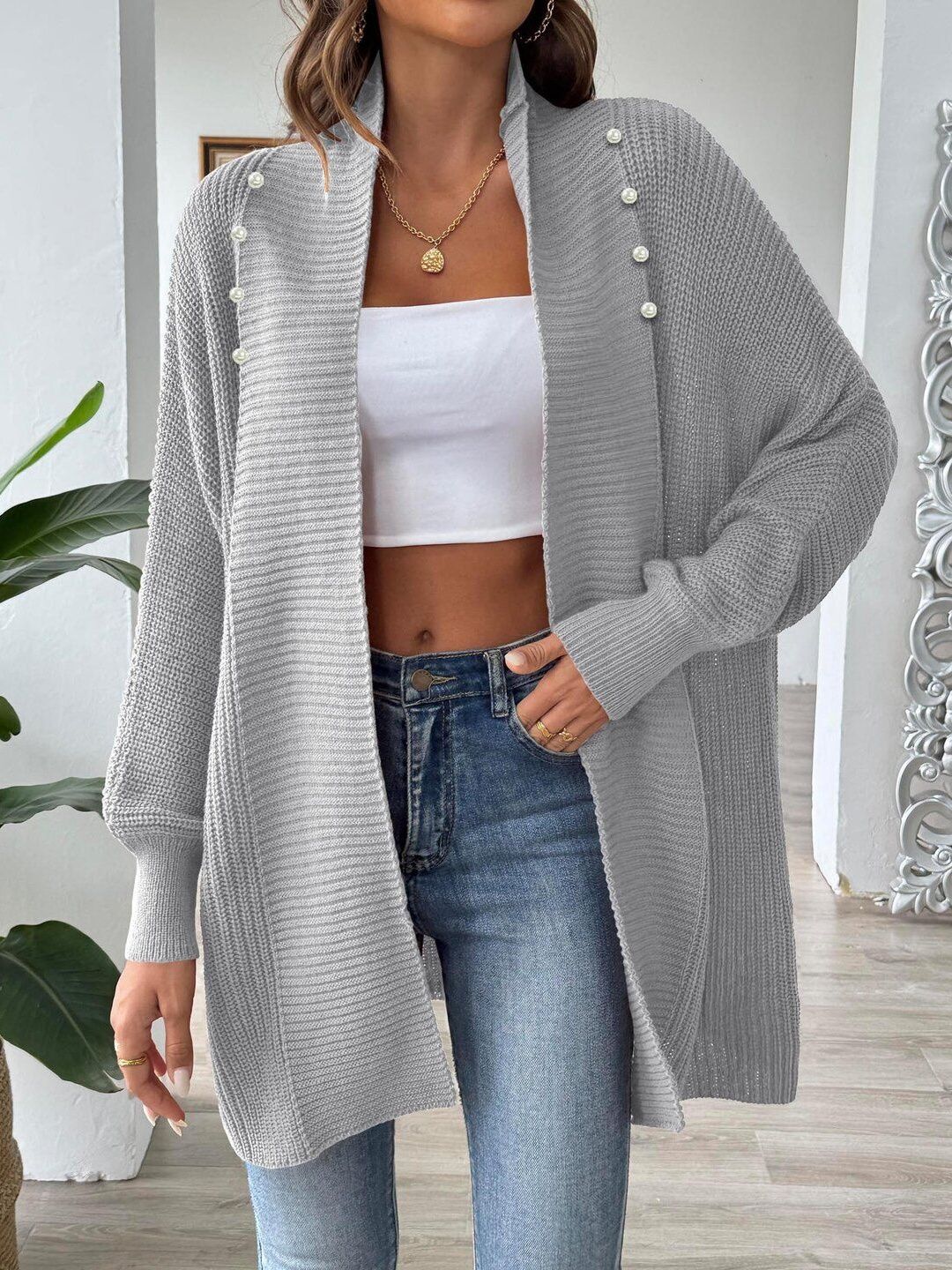 Women Ribbed Cardigan