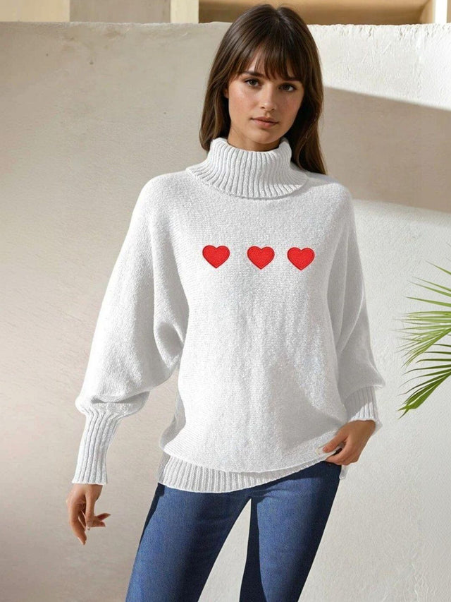 Embroidered Pullover with Embroidered Detail in White acrylic Long Sleeve - Nowi Korean Fashion