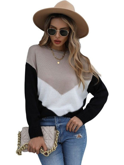 Women's Brown Colourblocked Pullover Blend Printed