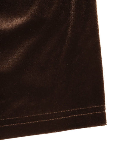 Women's Elegant Brown Velvet Top With Lace Trim