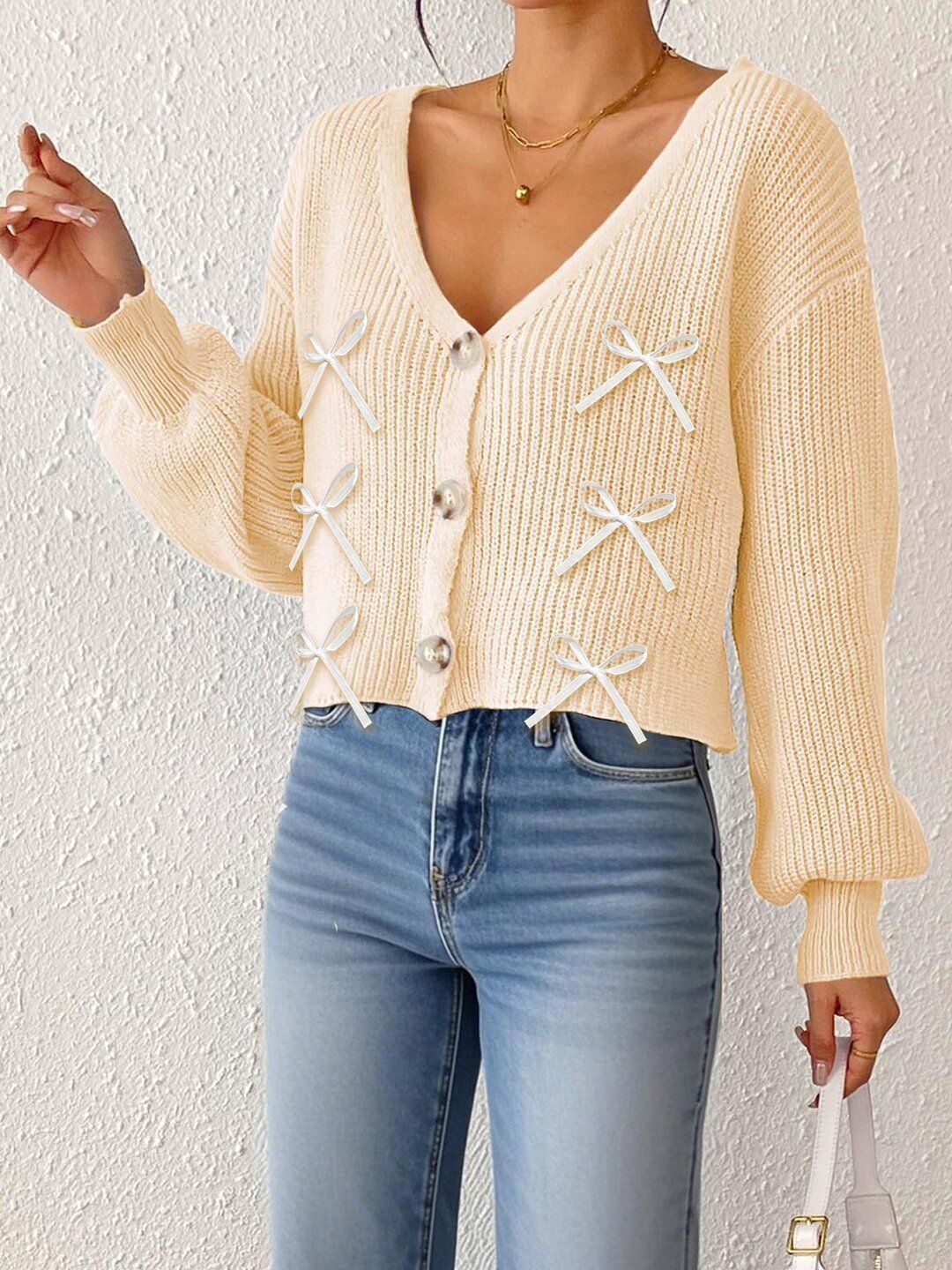 Women Ribbed Crop Cardigan