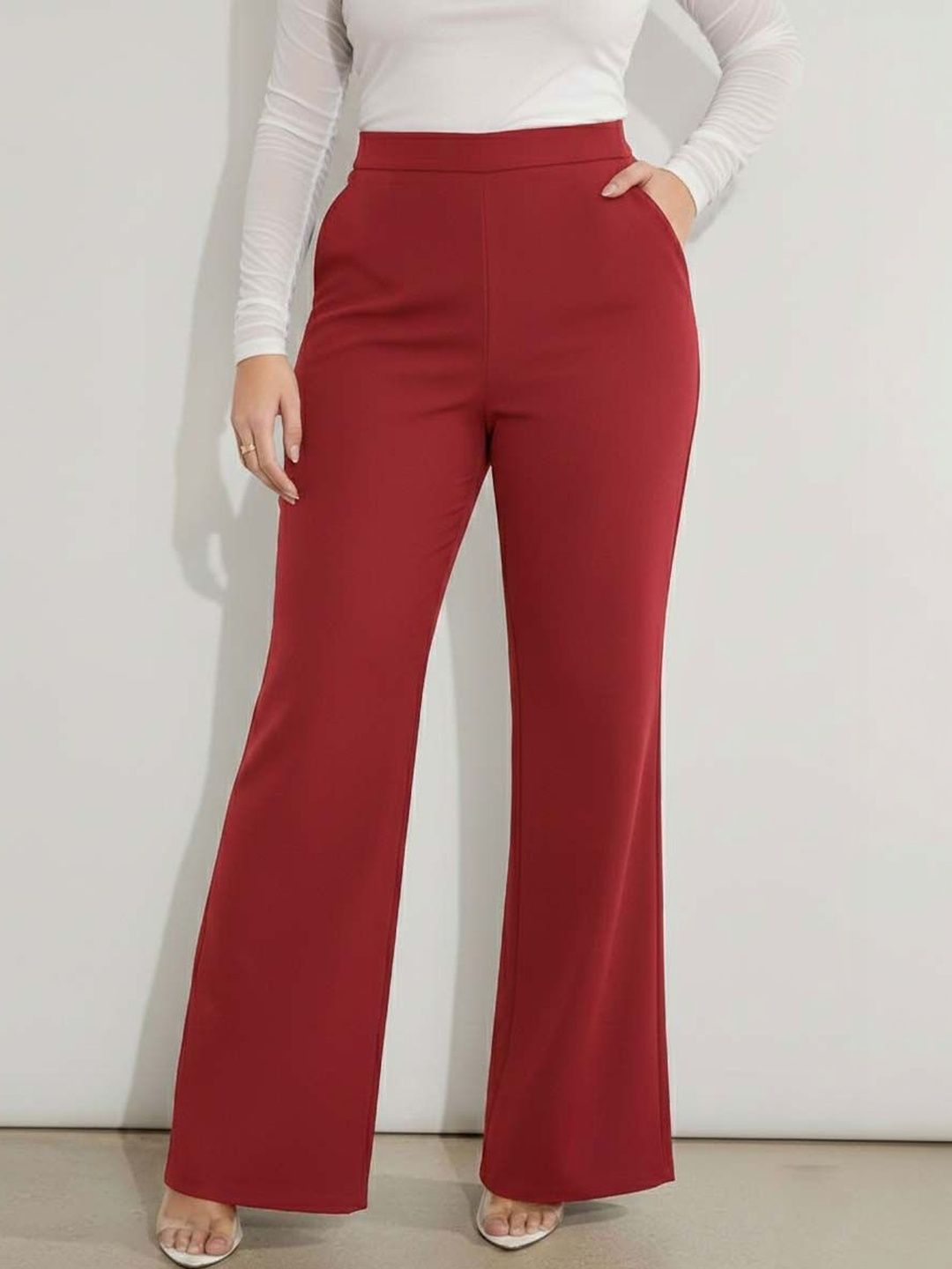 Women Straight Fit Wrinkle Free Trousers