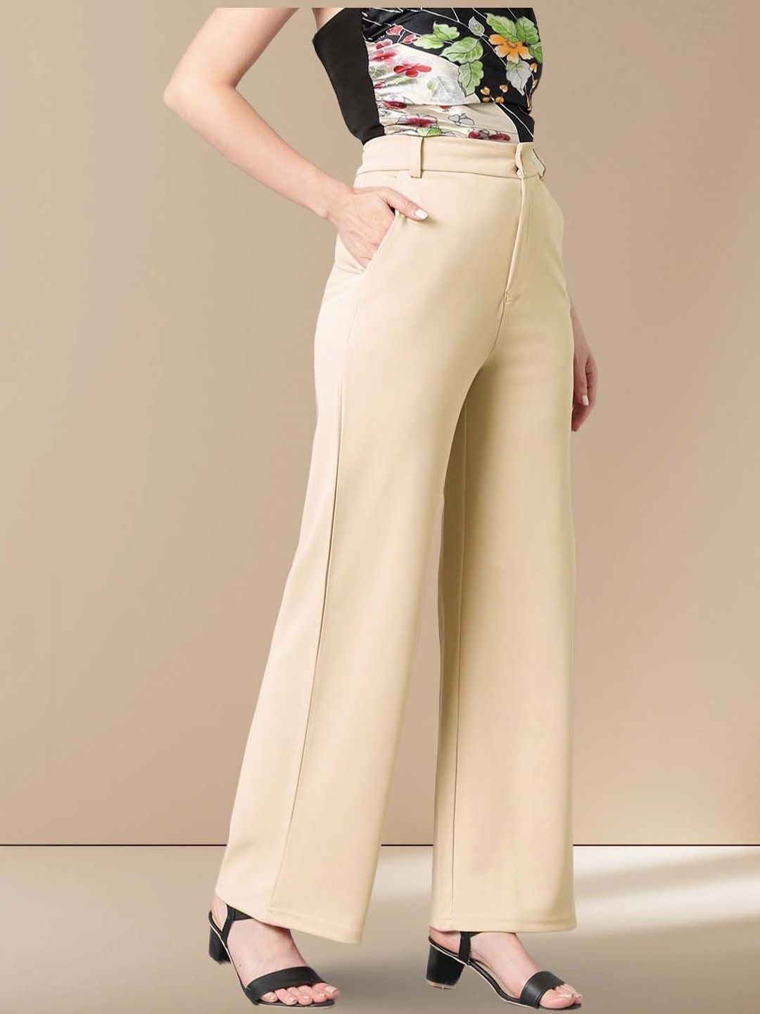 Women Straight Fit High-Rise Trousers