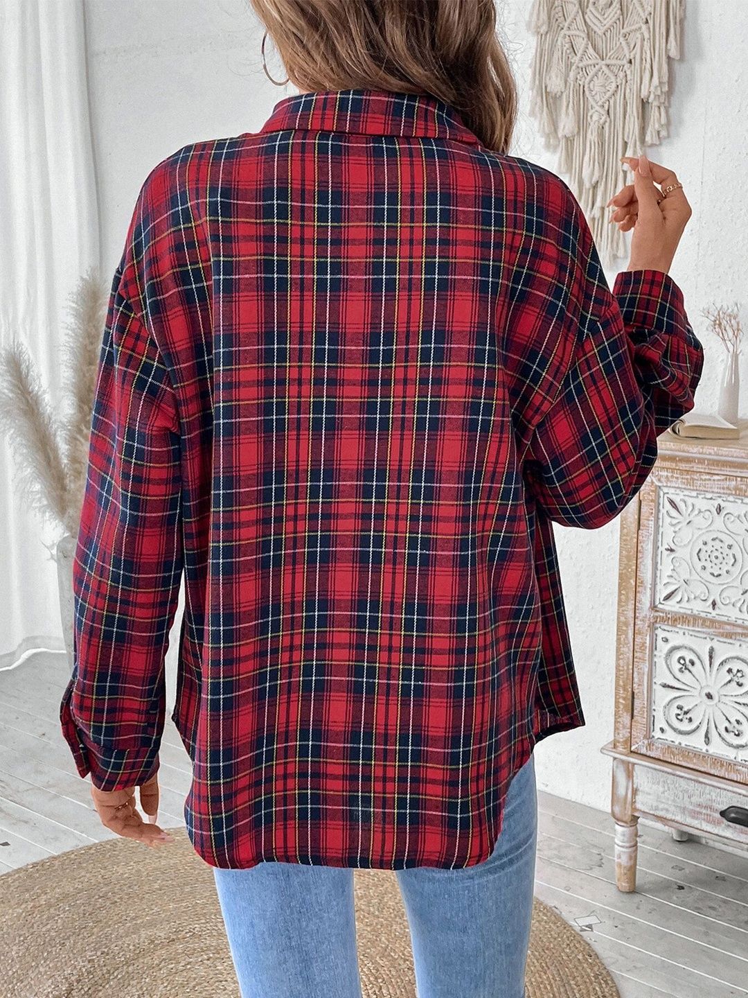 Women Tartan Checks Checked Casual Shirt
