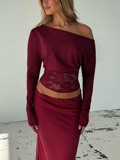 One Shoulder Crop Top - Nowi Korean Fashion