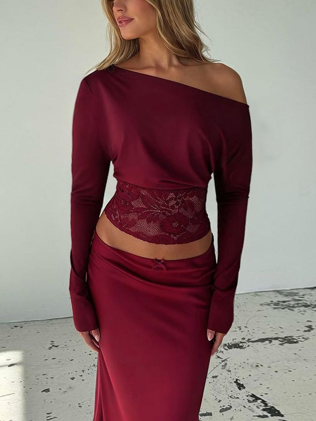 One Shoulder Crop Top - Nowi Korean Fashion