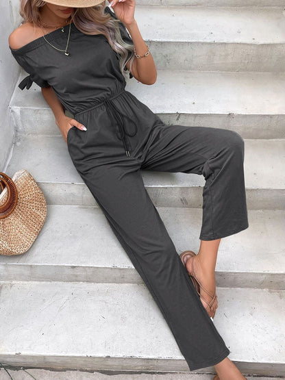 Off-Shoulder Basic Jumpsuit