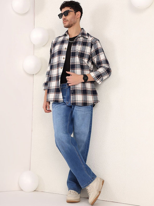 NOWI Men Tartan Checks Checked Casual Shirt