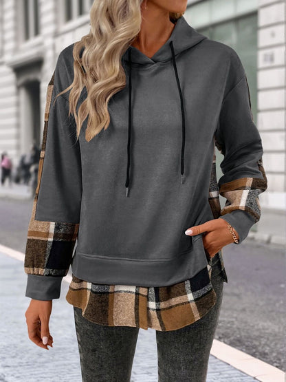 NOWI Women Colourblocked Hooded Sweatshirt