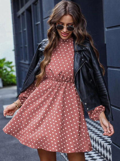 Polka Dot Print Fit & Flare Dress