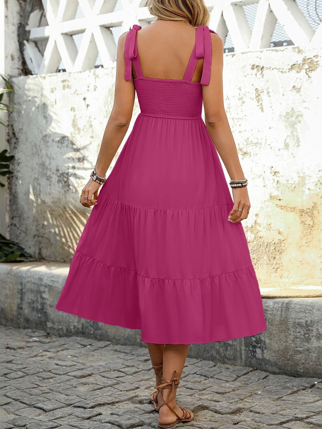 Colourblocked A-Line Midi Dress