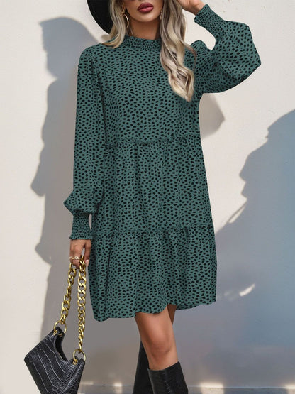 Women's Green Animal Print Fit & Flare Dress
