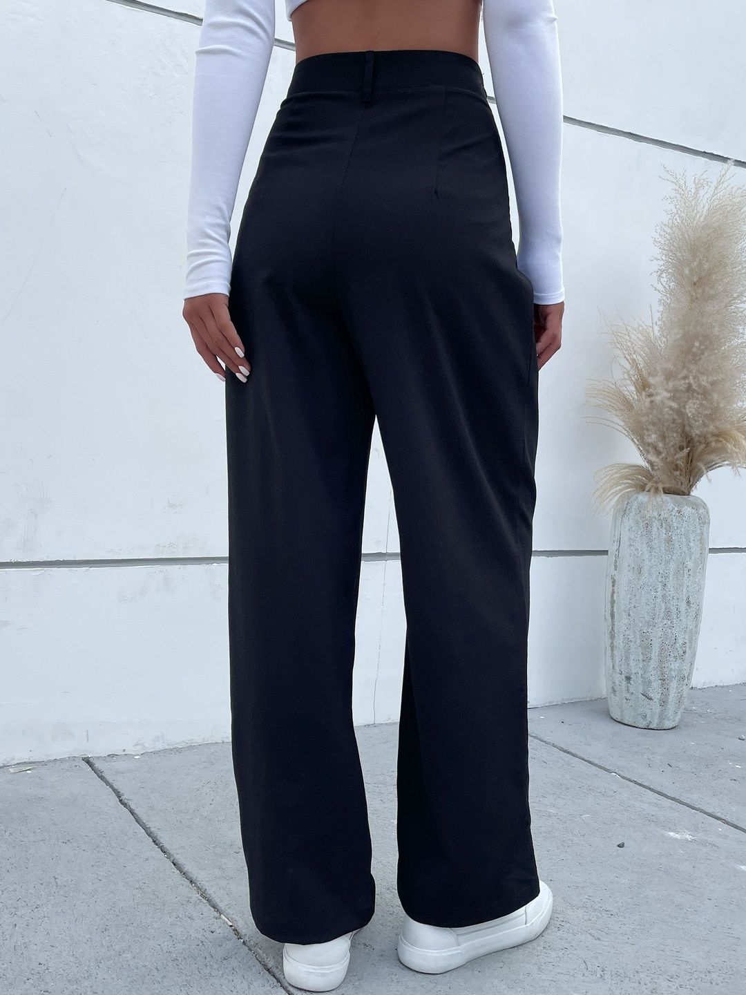 Women High-Rise Non Iron Pleated Trousers
