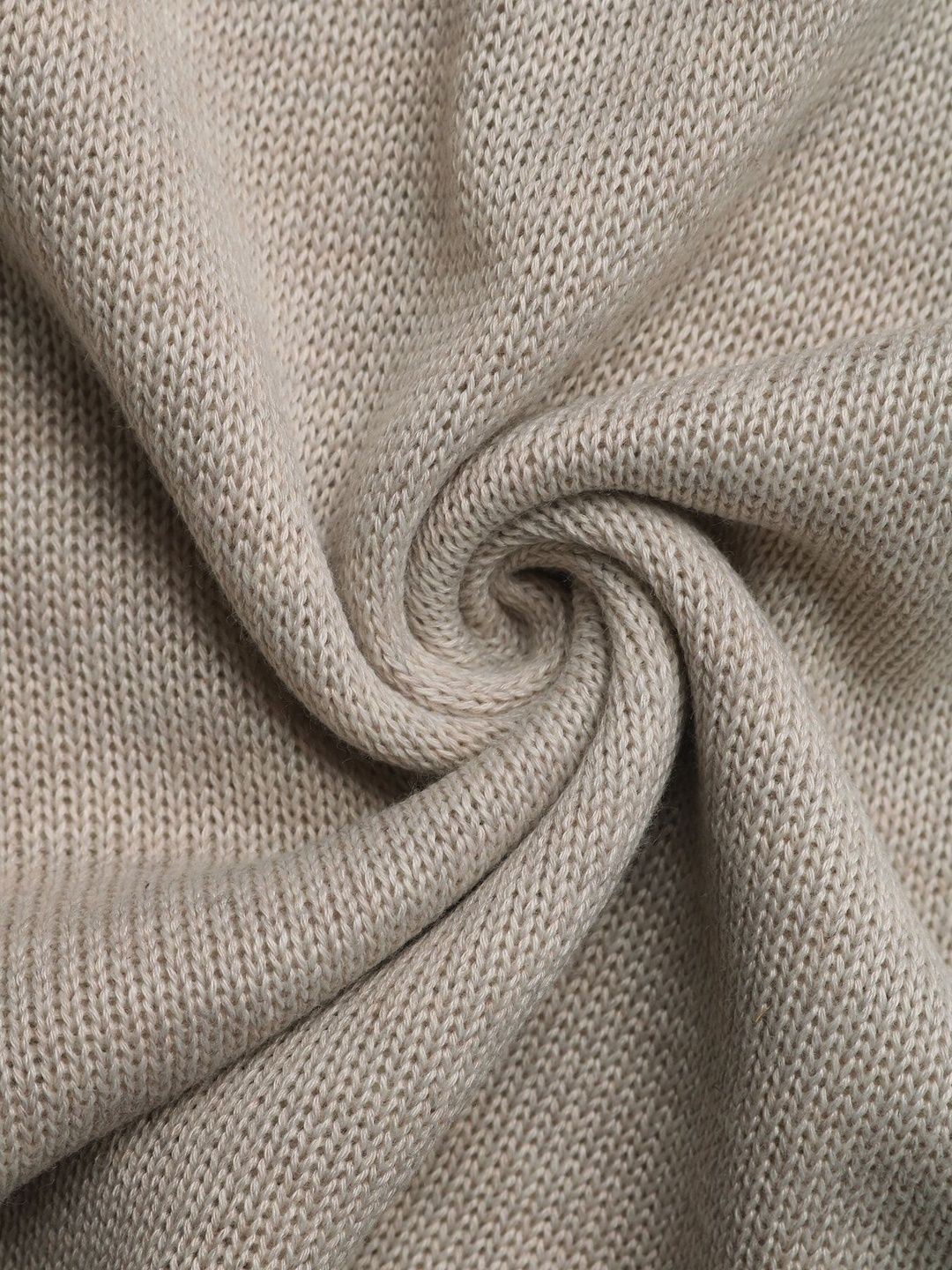Women's Beige Solid Cotton Pullover Sweaters