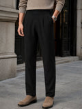 Men Tailored Straight Fit Pleated Trousers