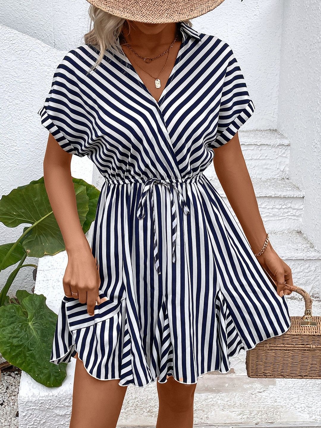 Striped Fit & Flare Dress