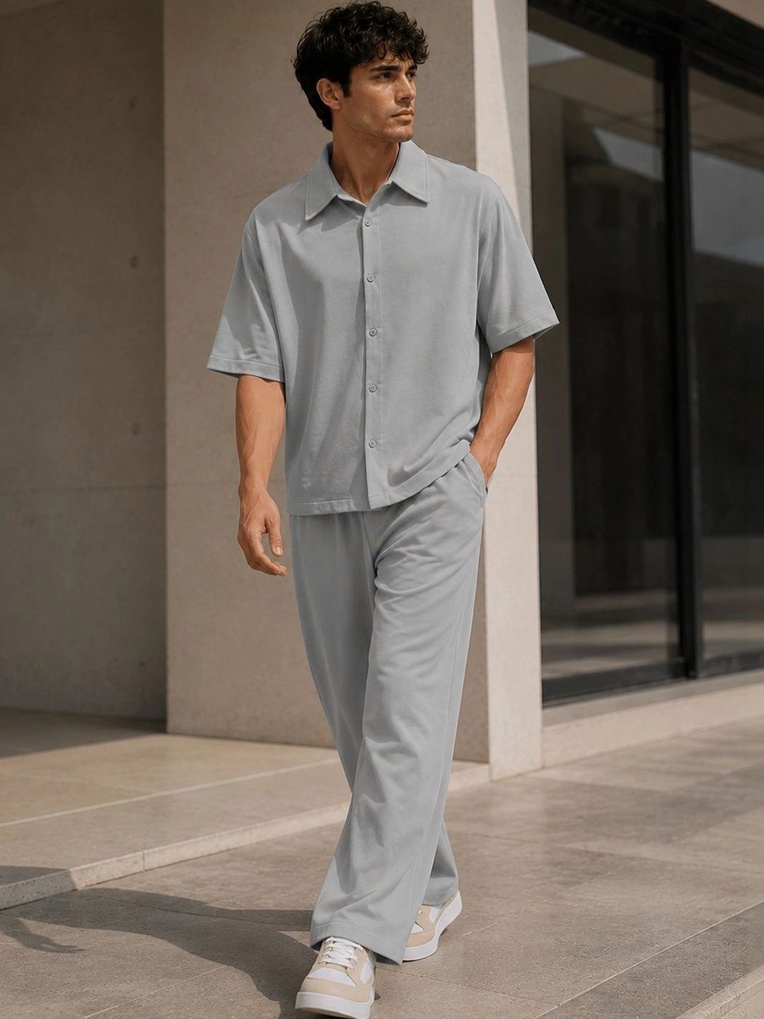 Solid Shirt with Trousers