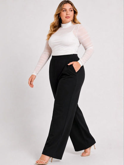 Women Relaxed Straight Fit High-Rise Trousers
