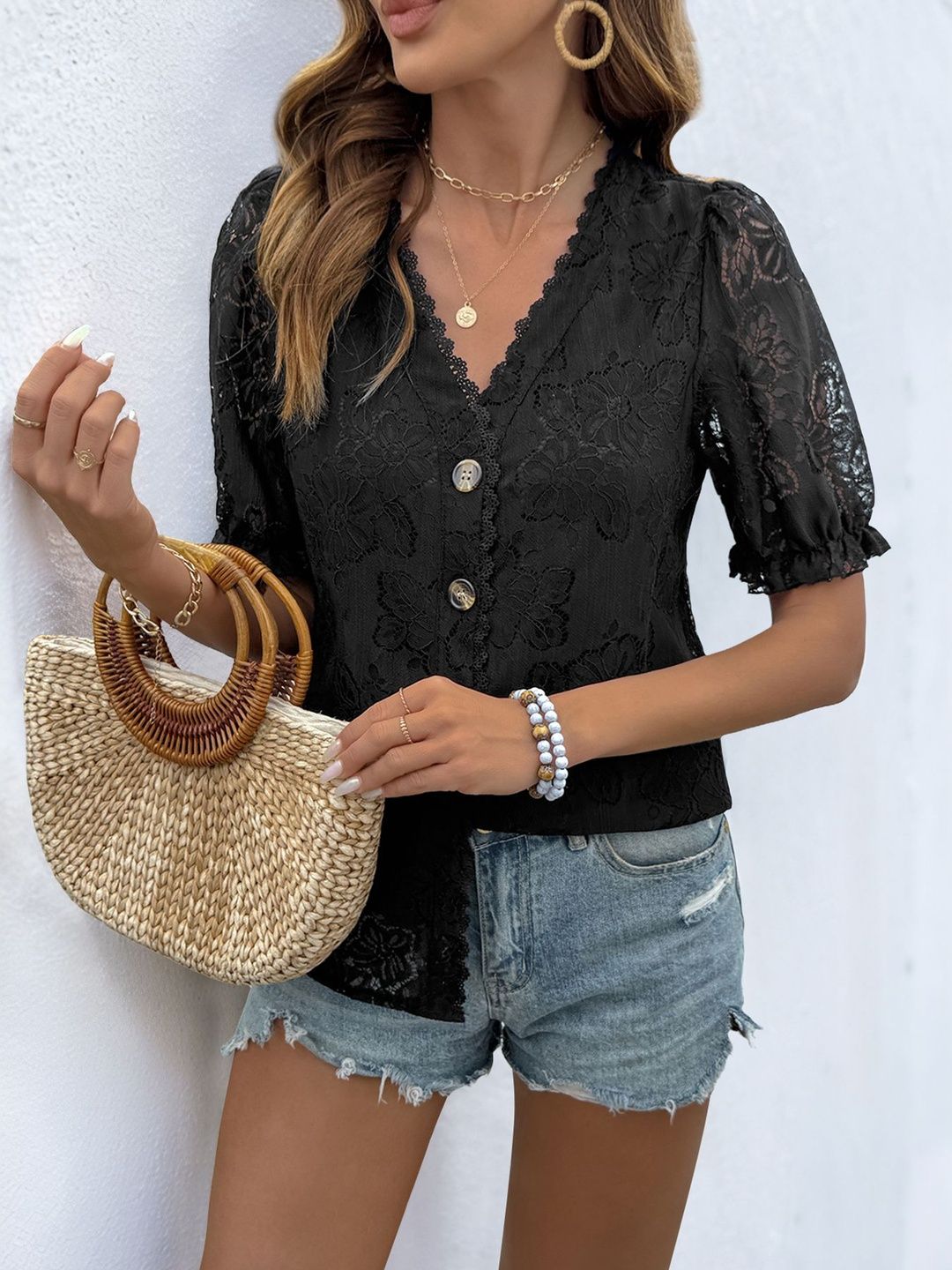 Women Semi Sheer Casual Shirt