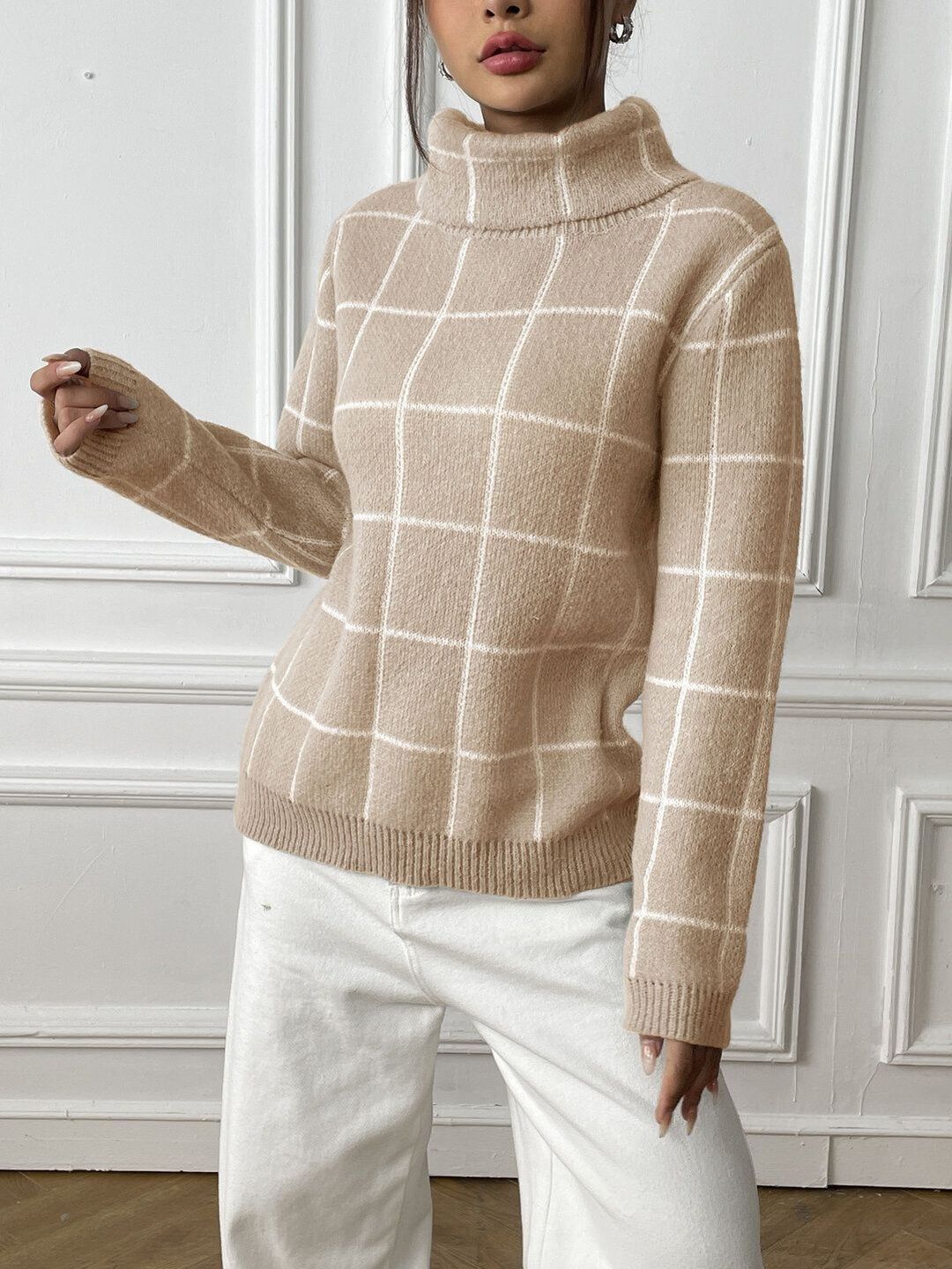 Women Checked Pullover