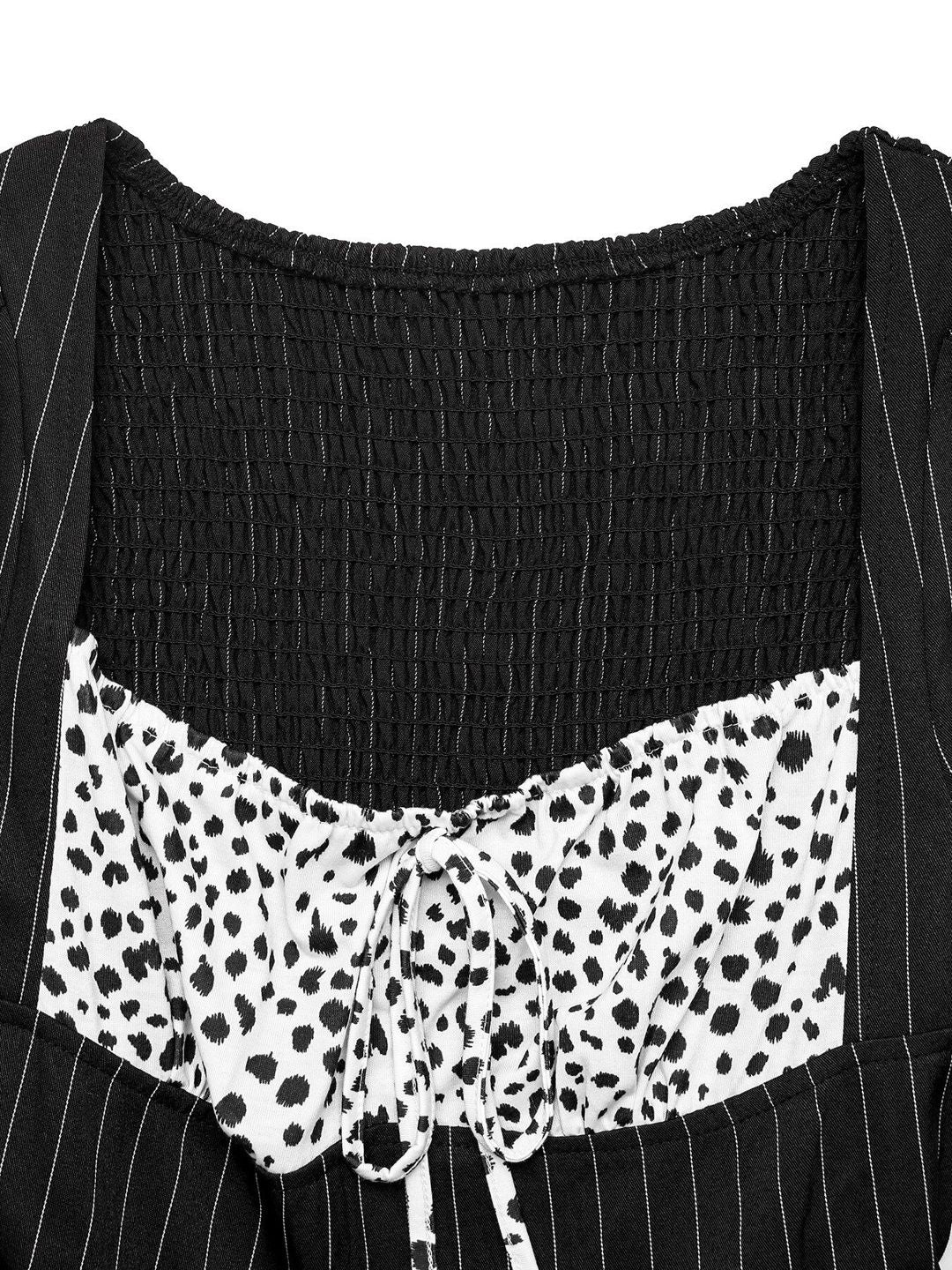 Women's Black Striped Fit & Flare Mini Dress