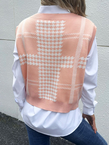 Women's Nowi Women Checked Printed Sweater Vest