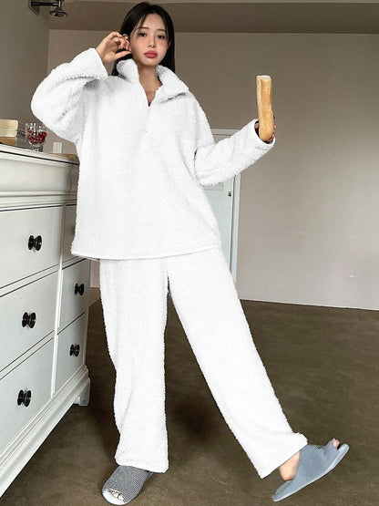 Spread Collar Long Sleeves Night Suit