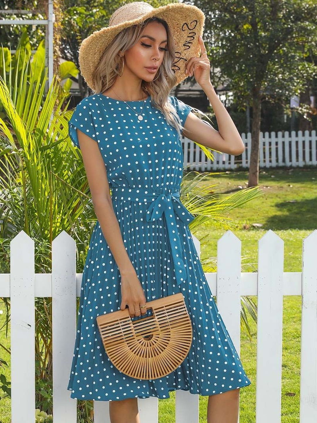 NOWI Polka Dot Print Fit & Flare Dress